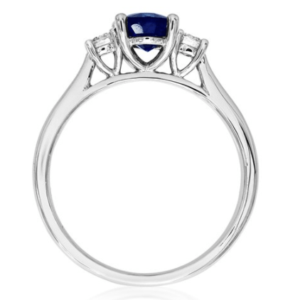 18ct White Gold Oval Sapphire & Diamond 3 Stone Ring | R.L. Austen