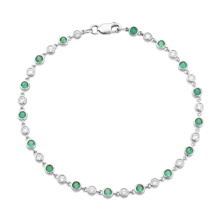 18ct White Gold Emerald and Diamond Bracelet - R.L. Austen | R.L. Austen