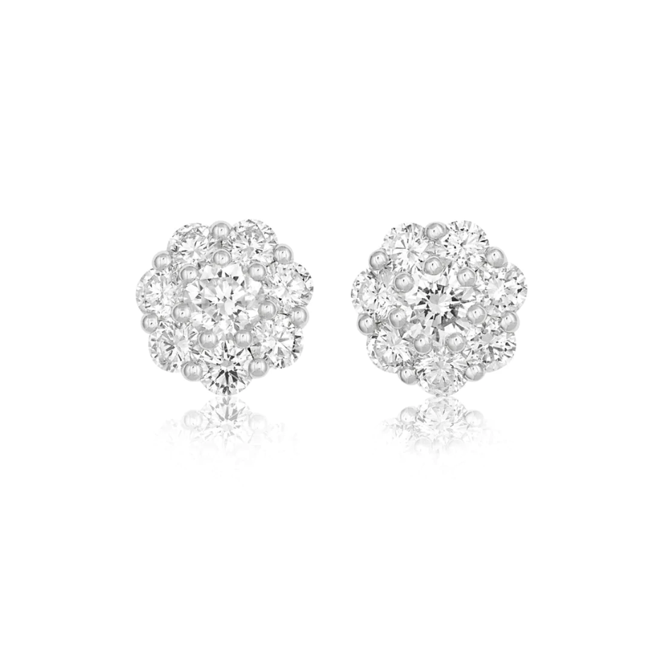 18ct White Gold Diamond Daisy Set Earrings - R.L. Austen | R.L. Austen
